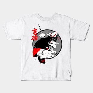 Vaporwave Cool Samurai Japanese Girl Kids T-Shirt